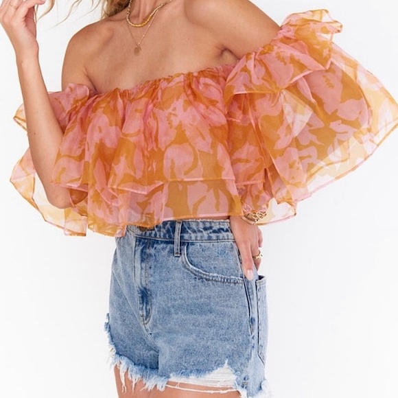 Show Me Your MuMu Tops - Show Me Your MuMu | Rossella Ruffle Top | Off-Shoulder | Flirty Floral | S